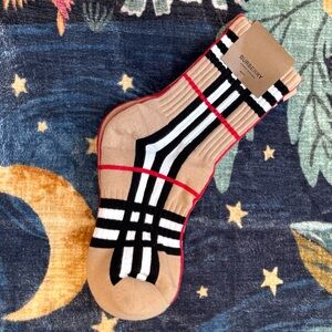 Burberry Beige and Black Striped Socks Authentic size s